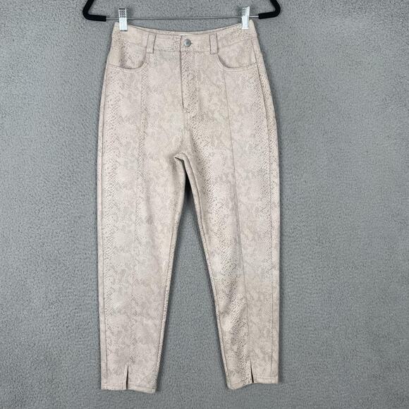 Le Lis Pants - Le Lis Pants Womens Small Beige Snake Print High Rise Slim Trousers Stretch Chic